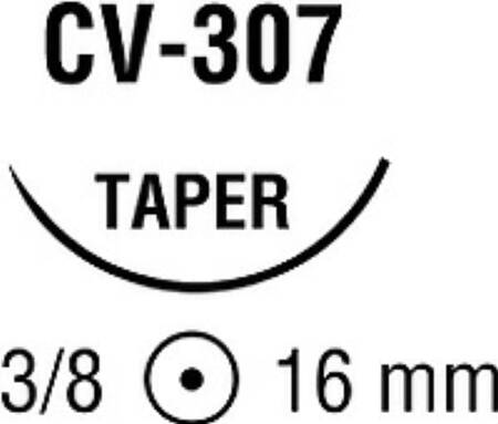 Covidien Ti-Cron Suture with Needle Nonabsorbable Coated Blue Suture Braided Polyester Size 3-0 30 Inch Suture Double-Armed 16 mm Length 3/8 Circle Taper Point Needle - 8886322941
