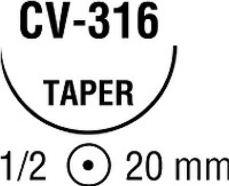 Ti•Cron - Suture with Needle Nonabsorbable Coated Blue Suture Braided Polyester Size 3 - 0 36 Inch Suture Double-Armed 20 mm Length 1/2 Circle Taper Point Needle - 88863369-41
