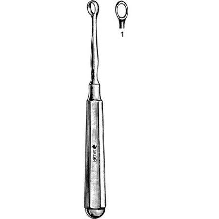 Sklar - Dermal Curette Piffard 6 Inch Length Hexagonal Handle Size 1 Tip Straight Fenestrated Oval Tip - 06-4130
