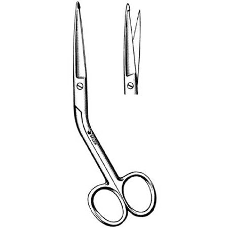 Sklar Hi-Level - Bandage Scissors 5-1/2 Inch Length OR Grade Stainless Steel Finger Ring Handle Angled Sharp Tip / Blunt Tip - 11-1252