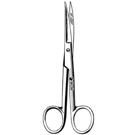 Sklar - Operating Scissors 5-1/2 Inch Length OR Grade Stainless Steel Finger Ring Handle Curved Sharp Tip / Sharp Tip - 13-2055