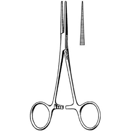 Sklar Sklar Hemostatic Forceps Halsted-Mosquito 5 Inch Premium OR Grade Stainless Steel NonSterile Ratchet Lock Finger Ring Handle Straight Delicate Serrated Tips - 17-1220