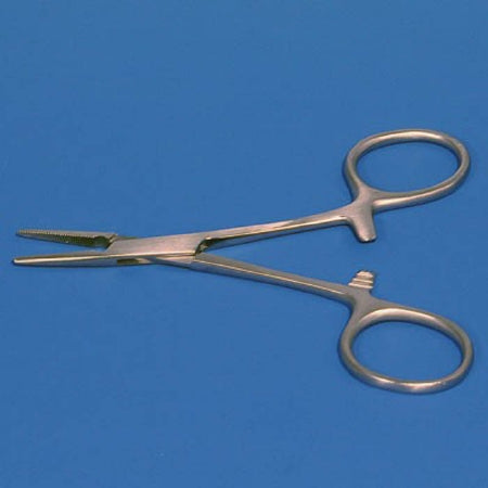 Sklar Sklar Hemostatic Forceps Hartmann-Mosquito 3-1/2 Inch Surgical Grade Stainless Steel NonSterile Ratchet Lock Finger Ring Handle Straight Serrated Tip - 17-1235