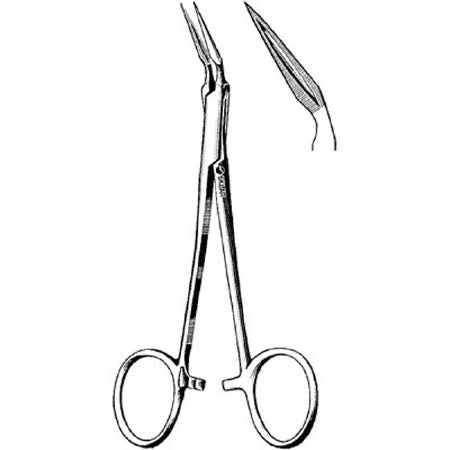 Sklar Splinter Forceps Williams 5-1/2 Inch Surgical Grade Stainless Steel NonSterile Ratchet Lock Finger Ring Handle Angled - 19-3055