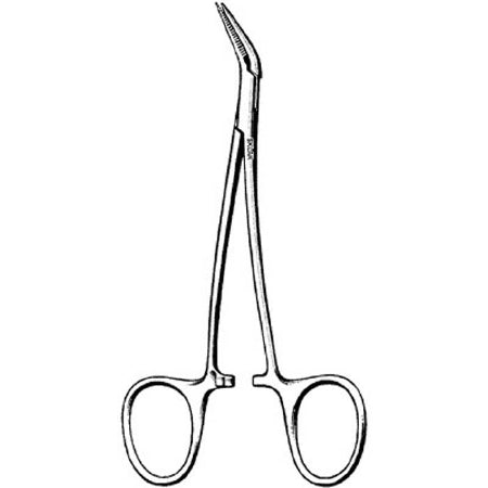Sklar Splinter Forceps Peet 4-3/4 Inch Surgical Grade Stainless Steel NonSterile Ratchet Lock Finger Ring Handle Curved - 19-3147