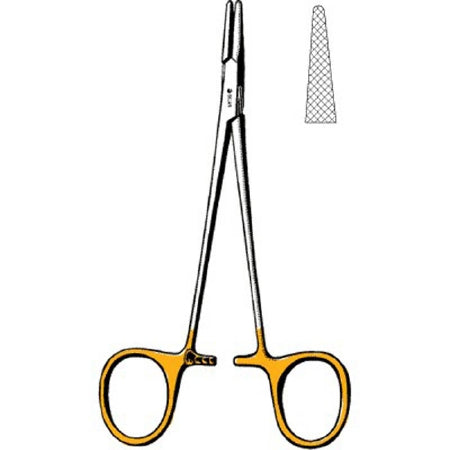 Sklar Sklar TC Needle Holder 5 Inch Straight Serrated Tips Finger Ring Handle - 21-8001