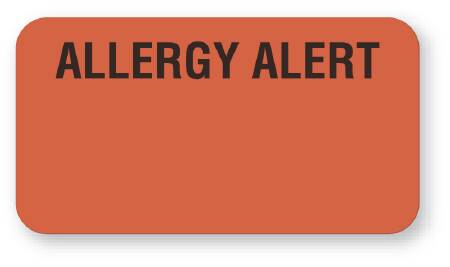 United Ad Label Pre-Printed Label Allergy Alert Allergy Alert Fluorescent Red 1-5/8 X 7/8 Inch - ULMC147
