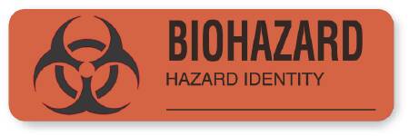 UAL - Pre-Printed Label Warning Label Fluorescent Red Paper Biohazard / Symbol Black Biohazard 7/8 X 3 Inch - ULBH204