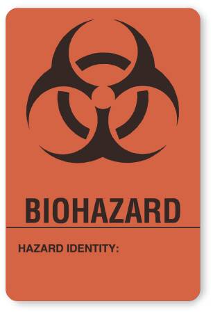 UAL - Pre-Printed Label Warning Label Fluorescent Red Paper Biohazard / Symbol Black Biohazard 2 X 3 Inch - ULBH302