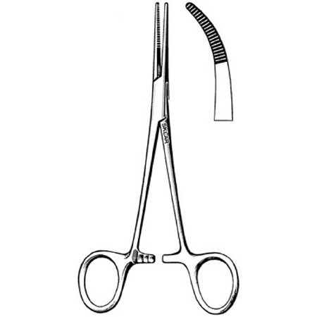 Sklarlite XD - Hemostatic Forceps Kelly 5-1/2 Inch Length Surgical Grade Stainless Steel NonSterile Ratchet Lock Finger Ring Handle Curved Extra Delicate Serrated Tips - 23-2508