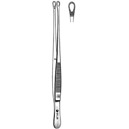 Sklar Sklar Dressing Forceps Singley-Tuttle 9 Inch Premium OR Grade Stainless Steel NonSterile NonLocking Thumb Handle Straight Serrated Fenestrated Oval Tips - 36-1290
