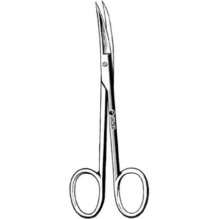 Sklar - Plastic Surgery Scissors Wagner 4-1/2 Inch Length OR Grade Stainless Steel NonSterile Finger Ring Handle Curved Sharp Tip / Sharp Tip - 47-1058