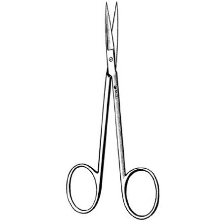 Sklar - Iris Scissors 4-1/2 Inch Length OR Grade Stainless Steel Finger Ring Handle Straight Sharp Tip / Sharp Tip - 47-1246