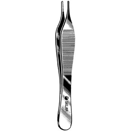 Sklar - Dressing Forceps Adson-Ewald 4-3/4 Inch Length OR Grade Stainless Steel NonSterile NonLocking Thumb Handle Straight Serrated Tips - 50-3147