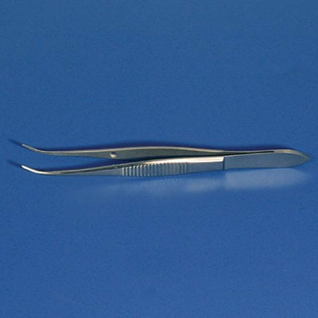 Sklar Dressing Forceps Iris 4 Inch Premium OR Grade Stainless Steel NonSterile NonLocking Thumb Handle Curved Serrated Tip - 66-2940