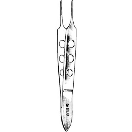 Sklar LiteGrip - Tissue Forceps Bishop-Harmon 3-1/2 Inch Length Surgical Grade Stainless Steel NonSterile NonLocking Fenestrated Thumb Handle Straight Serrated Tips - 66-4032