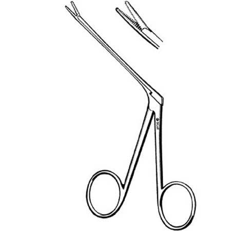 Sklar - Ear Forceps Hartmann-Alligator 6-1/2 Inch Length Surgical Grade Stainless Steel NonSterile NonLocking Finger Ring Handle Straight Serrated Tip - 67-1039