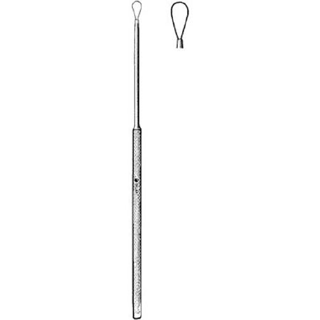 Sklar Sklar Ear Curette Billeau Single-ended Round Knurled Handle Large Tip Straight Sharp Fenestrated Teardrop Wire Loop Tip - 67-2523