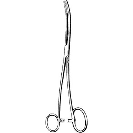 Sklar - Dressing Forceps Bozeman 10-1/4 Inch Length Surgical Grade Stainless Steel NonSterile Ratchet Lock Finger Ring Handle Curved - 90-7710