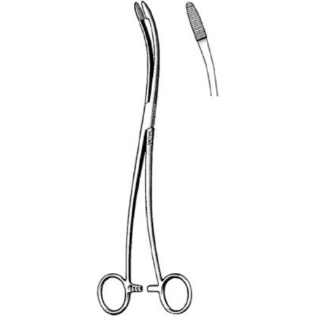 Sklar Sklar Grasping Forceps DeLee 11 Inch Surgical Grade Stainless Steel NonSterile Ratchet Lock Finger Ring Handle Curved Heavy Serrated Tips - 90-8111