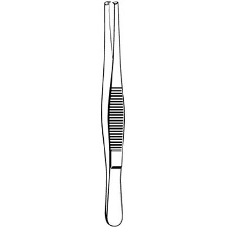 Sklar Merit Tissue Forceps 4-1/2 Inch Physician Grade Stainless Steel NonSterile NonLocking Thumb Handle Straight Serrated Tips w/1 X 2 Teeth - 97-753