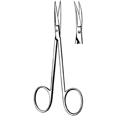 Sklar Merit Iris Scissors 4-1/2 Inch Length Office Grade Stainless Steel Finger Ring Handle Curved Sharp/Sharp - 98-109