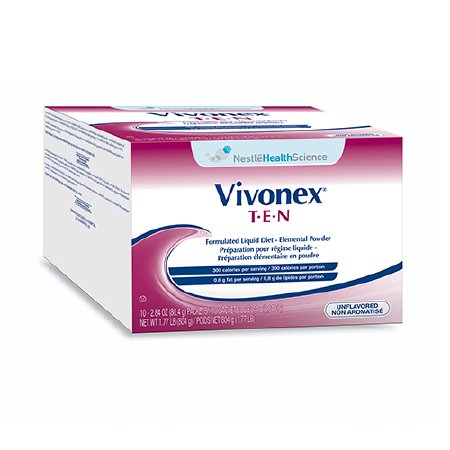 Nestle Healthcare Nutrition Vivonex T.E.N Elemental Oral Supplement / Tube Feeding Formula Unflavored 2.84 oz. Individual Packet Powder - 10043900712748