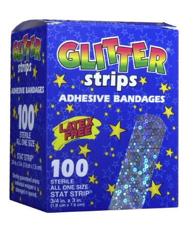 Dukal Stat Strip Adhesive Strip 3/4 X 3 Inch Plastic Rectangle Kid Design (Glitter) Sterile - 1075413