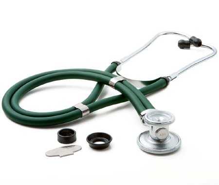 Adscope - Sprague Stethoscope Green 2-Tube 22 Inch Tube Double-Sided Chestpiece - 641GR