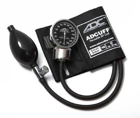 American Diagnostic Corp Aneroid Sphygmomanometer With Cuff Diagnostix 2-Tube Pocket Size Hand Held Small Adult / Child Size 10 Cuff - 700-10SABK