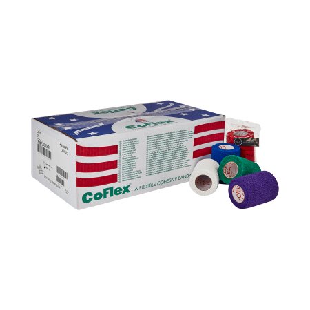 CoFlex - Cohesive Bandage 3 Inch X 5 Yard 14 lbs. Tensile Strength Self-adherent Closure Teal / Blue / White / Purple / Red / Green NonSterile - 3300RB-024