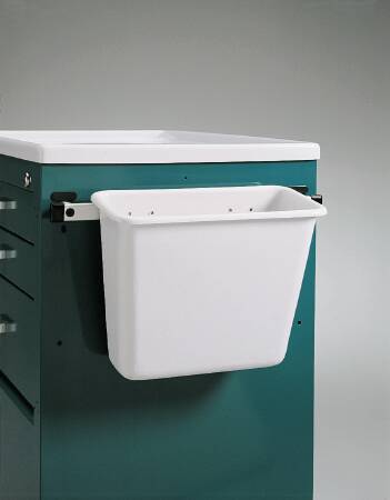 Waterloo Industries Uni-Cart Trash Can 6 Quart Rectangular White Plastic Open Top - BSK-1