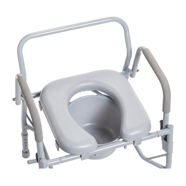 Drive Medical Deluxe Steel Drop-Arm Commode with Padded Seat