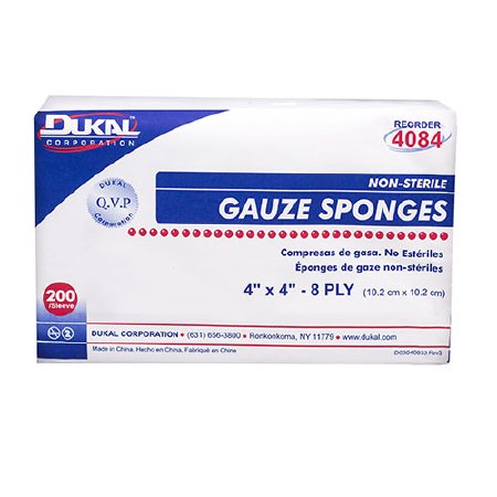 Dukal Dukal Gauze Sponge Cotton 8-Ply 4 X 4 Inch Square NonSterile - 4084