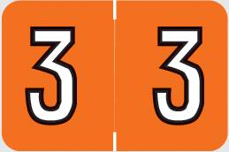 Wilmer Barkley Pre-Printed Label Chart Tab 3 | 3 Orange 1-1/2 X 1 Inch - W-3500-3