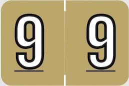 Wilmer Barkley Pre-Printed Label Chart Tab 9 | 9 Gold 1-1/2 X 1 Inch - W-3500-9