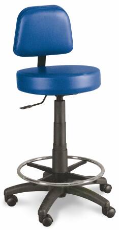Winco Med-Pro Exam Stool Backrest Pneumatic Height Adjustment 5 Casters Rust Black - 4380-08