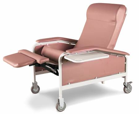 Winco Multi-Position Recliner Blue Ridge Vinyl Upholstered Two 5 Inch Total Lock Casters in Rear and 2 5 Inch Front Casters Two 5 Inch Total Lock Casters in Rear and 2 5 Inch Front Casters - 5291-17