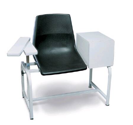 Winco Med-Pro Blood Drawing Chair Single Adjustable Pivot Armrest Black - 2570