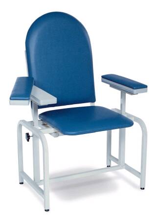 Winco Med-Pro Blood Drawing Chair Double Fixed Armrests / Single Pivot Armrest Blue - 2573-02