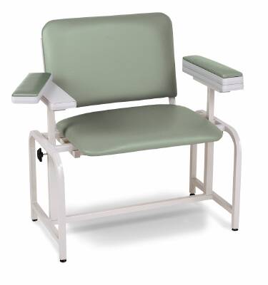 Winco Med-Pro Blood Drawing Chair Double Fixed Armrests / Single Pivot Armrest Taupe - 2575-03