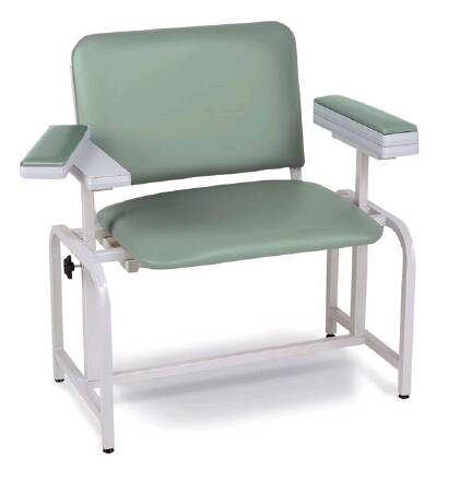 Winco Med-Pro Blood Drawing Chair Double Fixed Armrests / Single Pivot Armrest Gray - 2575