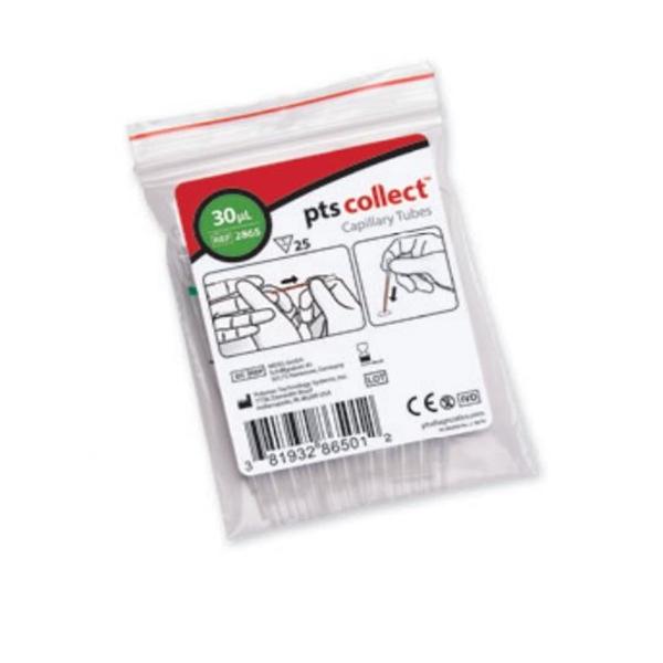 Polymer Technology Systems Pts Collect Capillary Tube Glass/Plastic 30Ul Non-Sterile 25/Bx - 2865
