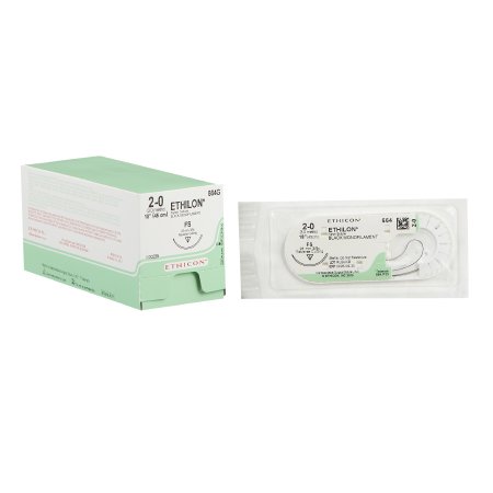 Ethilon - Suture with Needle Nonabsorbable Uncoated Black Suture Monofilament Nylon Size 2 - 0 18 Inch Suture 1-Needle 26 mm Length 3/8 Circle Reverse Cutting Needle - 664G