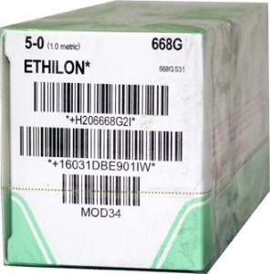 J & J Healthcare Systems Ethilon Suture with Needle Nonabsorbable Uncoated Black Suture Monofilament Nylon Size 5-0 18 Inch Suture 1-Needle 13 mm Length 3/8 Circle Reverse Cutting Needle - 668G