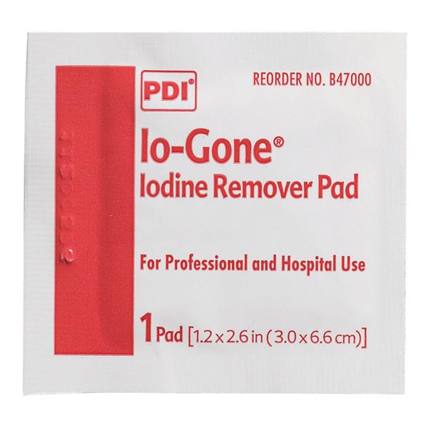 PDI Professional Disposables Pad Iodine Remover Io-Gone Alcohol/Sodium Thiosulfate 1-1/5X2-3/5" 100/Box, 10 Bx/Ca - B47000