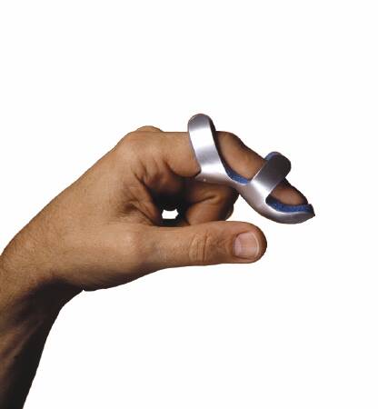 Zimmer ZIMFOAM Finger Splint Baseball Style Aluminum / Zimfoam Left or Right Hand Silver / Blue Large - 75600200