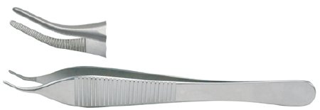 Miltex - Dressing Forceps Adson 4-3/4 Inch Length OR Grade German Stainless Steel NonSterile NonLocking Thumb Handle Angled Serrated Tip - 6-118A