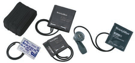 Welch Allyn Trigger Gold Series DS66 Aneroid Sphygmomanometer Kit Palm Style Hand Held 1-Tube Child, Small Adult, Adult, Large Adult Size Arm - 5098-30