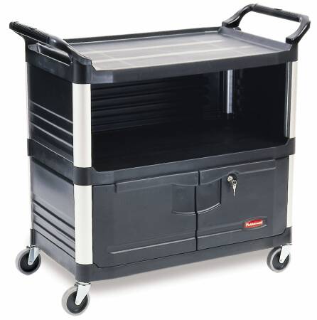 Lagasse Xtra Utility Cart Aluminum / Plastic 20.75 X 40.625 X 37.875 Inch 3 Shelves Black - RCP4095BLA